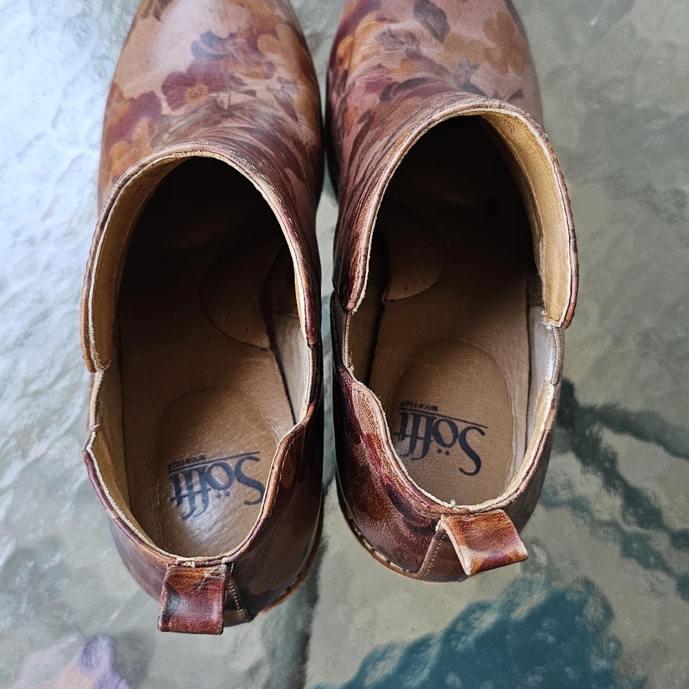 NWT SOFFT AISLEY BROWN FLORAL LEATHER BOOTS Sz 8.5 New - Picture 5 of 8